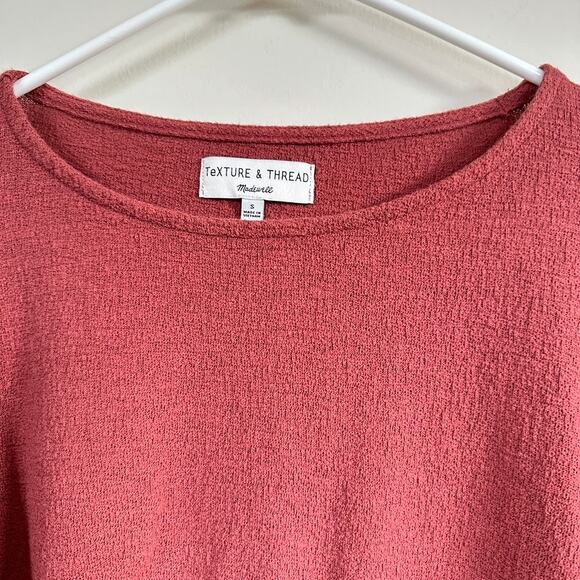 Texture & Thread Madewell Ruffle Ruffle-Cuff Top Boat Neck Long Sleeve SMALL - Picture 3 of 12